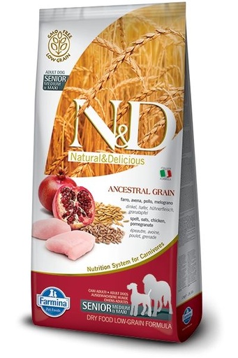 [10136] Poulet & Grenade Senior Medium & Maxi Low Grain (12 kg) - Farmina