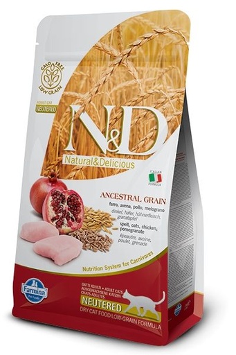 [10140_18002] Poulet & Grenade Chat Adulte Stérilisé Low Grain (1.5 kg) - Farmina