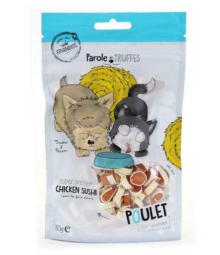 [10439_22882] *DERNIERE CHANCE* Friandises Chicken Sushi (80 g) - Parole de Truffes