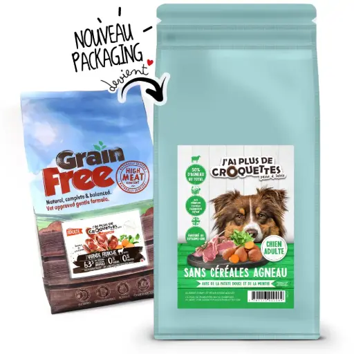 [10791_19278] Chien adulte sans céréales - Agneau, Patate douce, Menthe (2 kg) - J'ai plus de croquettes