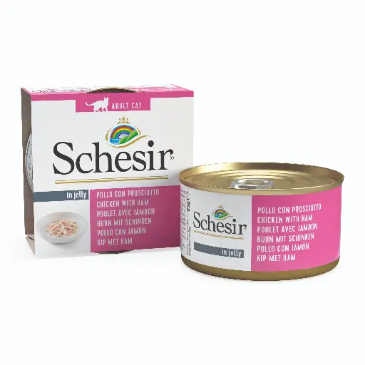 [11568_20336] Boîte de pâtée pour chat en gelée - Filet de poulet avec jambon (85 g) - Schesir