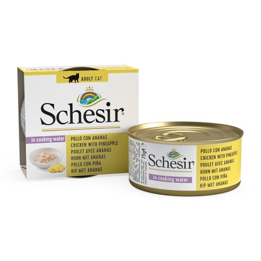 [11574_20345] Boîte de pâtée pour chat "Morceaux de fruits" - Filets de poulet avec ananas (75 g) - Schesir