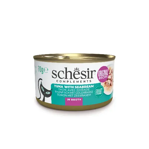 [11575_20350] Boîte de pâtée pour chat "Bouillon de cuisson" - Thon avec daurade (70 g) - Schesir