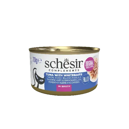 [11575_20351] Boîte de pâtée pour chat "Bouillon de cuisson" - Thon avec blanchailles (70 g) - Schesir