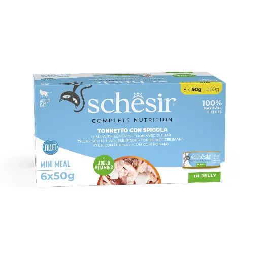 [11581_20378] Multipack pâtée pour chat en gelée (6 x 50 g) - Thon avec bar - Schesir