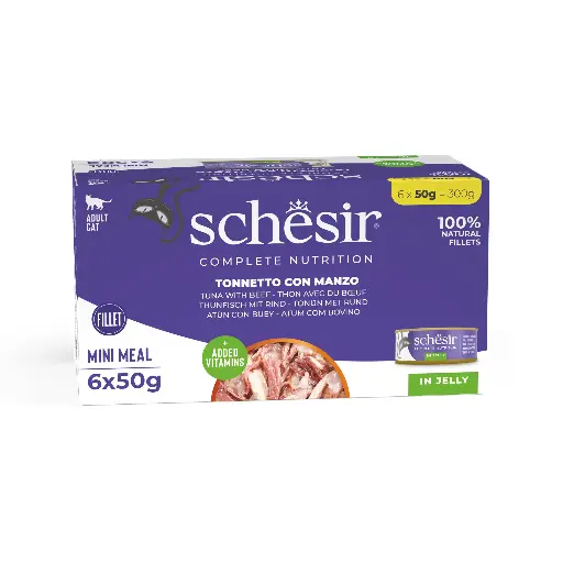 [11581-001] Multipack pâtée pour chat en gelée (6 x 50 g) - Thon avec boeuf - Schesir