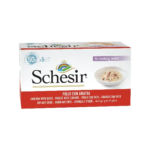 [11582_20381] Multipack pâtée pour chat "Bouillon de cuisson" - Poulet avec canard (6 boîtes 50 g) - Schesir