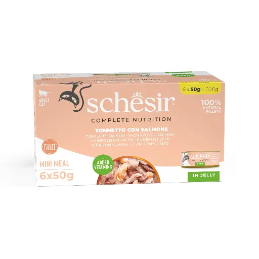 [11582_20383] Multipack pâtée pour chat "en gelée" - Thon avec saumon (6 boîtes 50 g) - Schesir