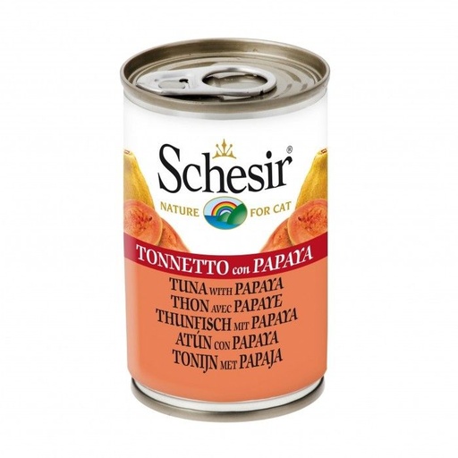 [11586] Boîte de pâtée pour chat "Morceaux de fruits" - Thon avec papaye (140 g) - Schesir