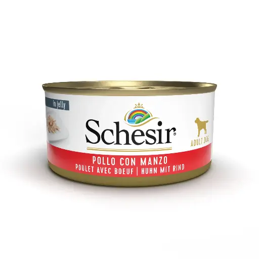 [11598_20399] Boîte de pâtée pour chien en gelée - Poulet avec boeuf (150 g) - Schesir