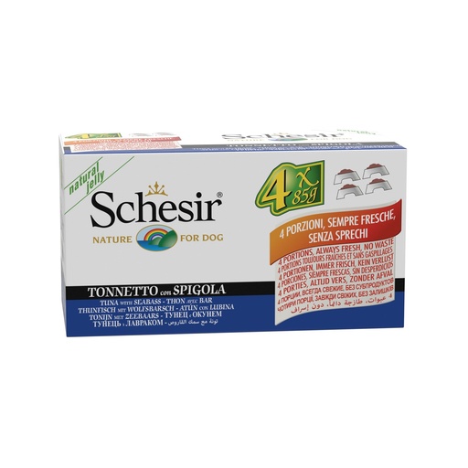 [11601_20406] Multipack pâtée en gelée pour chien - Thon avec bar (4 x 85 g) - Schesir