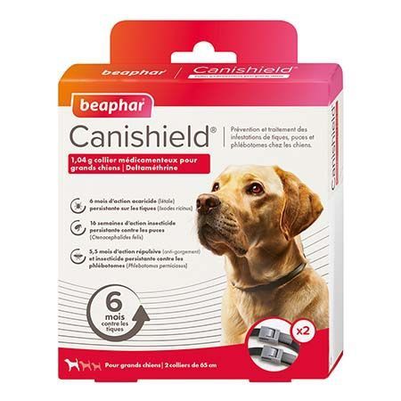 [11861_21576] Collier médicamenteux pour grands chiens "Canishield" - Beaphar (Boite : 2 colliers)