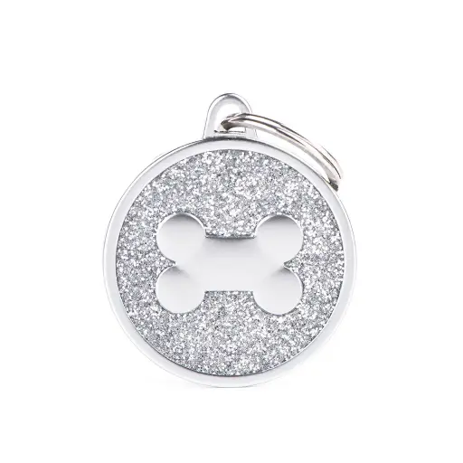 [11914] Médaille "Shine" rond gris (L) - MyFamily