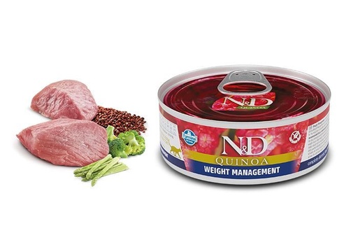 [12191] Quinoa chat Weight Management Lamb (Contrôle du Poids Agneau) (boite 80 g) - Farmina