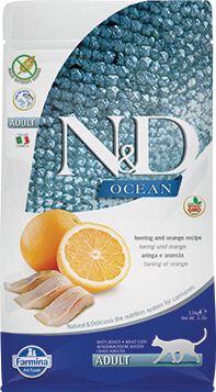 [12256-001] Océan Hareng & Orange Chat Adulte (10 kg) - Farmina