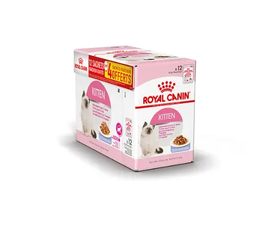 [12491] Offre pack 12 sachets 85 g (dont 4 gratuits) - Feline Nutrition Kitten "en gelée" - Royal Canin