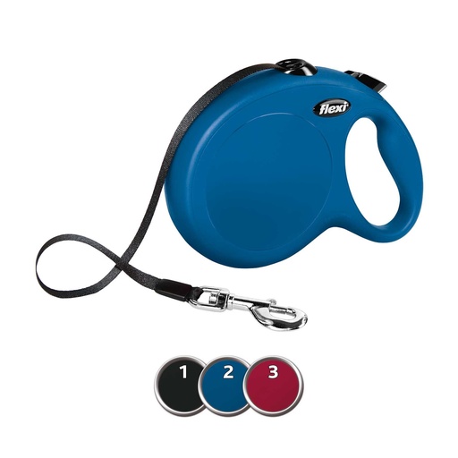 [12561_22535] Laisse sangle Flexi "New Classic" - Bleu (L 5m) - Flexi