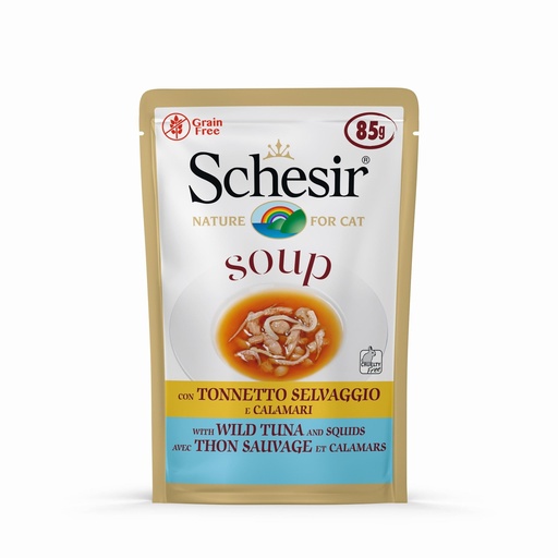 [12751_22843] Sachet fraîcheur pour chat "Soup" - Thon et calmars (85 g) - Schesir