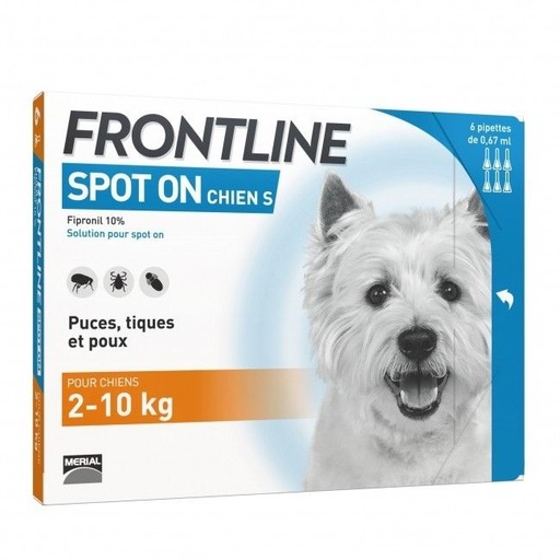 [1292_3913] "Frontline Spot On" Petit chien 2-10 kg (6 pipettes) - Merial