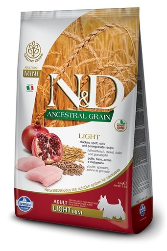 [13057] Poulet & Grenade Ancestral Grain chien light mini 2,5 kg - Farmina
