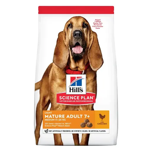 [13101_23844] Canine Adult "Mature 7+ Light" Medium Poulet (12 kg) - Hill's Science Plan