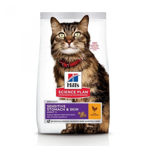 [13155_23965] Feline Adult Sensitive Stomach & Skin au poulet (1.5 kg) - Hill's Science Plan