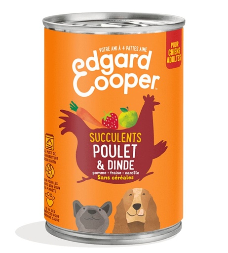 [13215] Boîte "Succulents poulet & dinde" sans céréales (400 g) - Edgard & Cooper