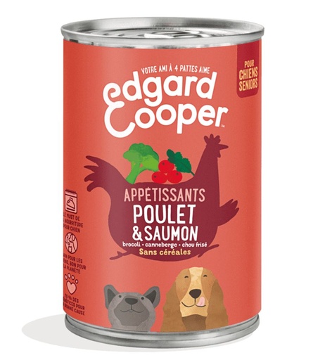 [13220] Boîte pour chien senior "Appétissants poulet & saumon" sans céréales (400 g) - Edgard & Cooper