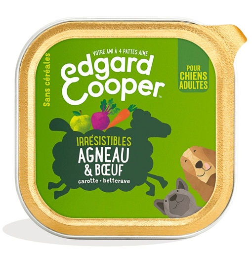 [13223_26730] Barquette agneau et bœuf sans céréales pour chien adulte (300 g) - Edgard & Cooper