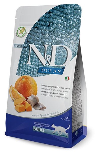 [13641_24734] Océan Hareng, Potiron & Orange Chat Adulte (1.5 kg) - Farmina