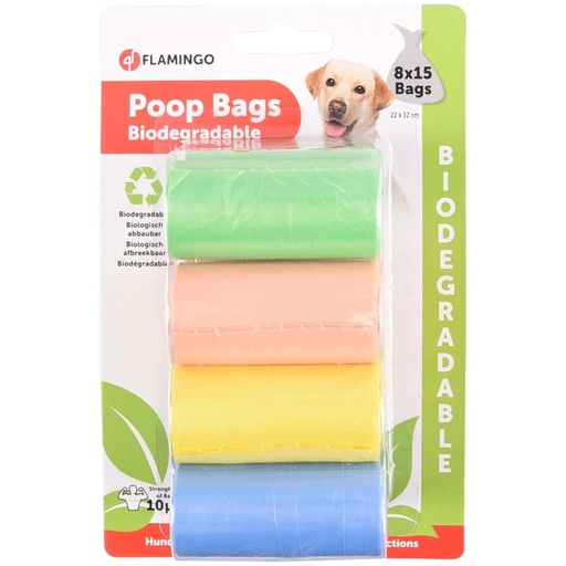 [13645] Sacs ramasse crottes biodégradables (x8) - Flamingo