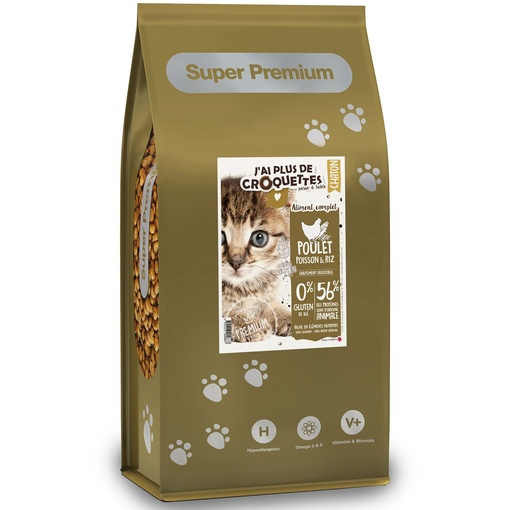 [13762_24942] Chaton toutes races - Recette "Poulet, Poisson et riz" (2 kg) - J'ai plus de croquettes