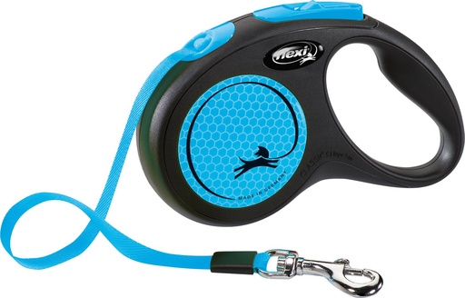 [13897_25231] Laisse sangle "Flexi New Neon" bleu fluo (S) - Flexi