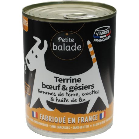 [13968] Boite de Terrine de Bœuf et Gésier (400 g) - Petite balade