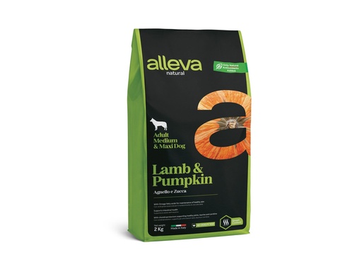 [14019_25352] Adult Medium et Maxi "Alleva Natural" Agneau et Potiron (2 kg) - Alleva