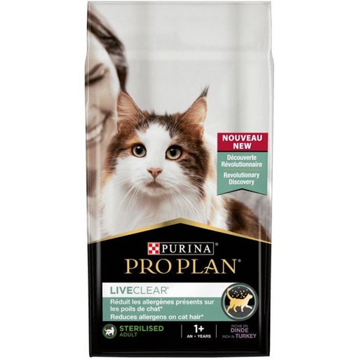 [14053_25392] Pro Plan Cat Liveclear Sterilised Adult riche en Dinde (1.4 kg) - Nestlé