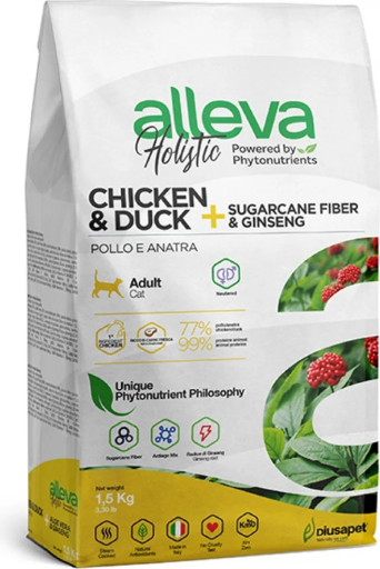 [14058_25399] Chat Adulte Canard et Poulet "Alleva Holistic" (1.5 kg) - Alleva