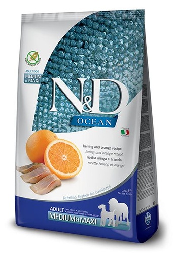 [14076_25422] Océan Hareng & Orange Chien Médium et Maxi (2.5 kg) - Farmina