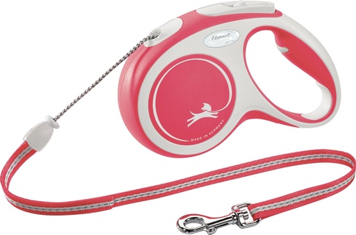 [14458_25912] Laisse corde "New Comfort" rouge et blanc (M 5m) - Flexi