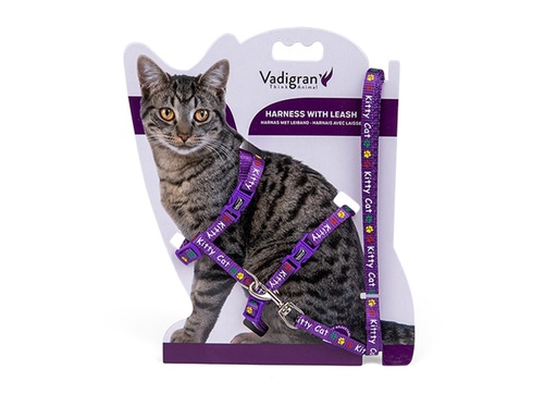 [14882_26319] Harnais + laisse pour chaton "Kitty Cat" (Mauve) - Vadigran