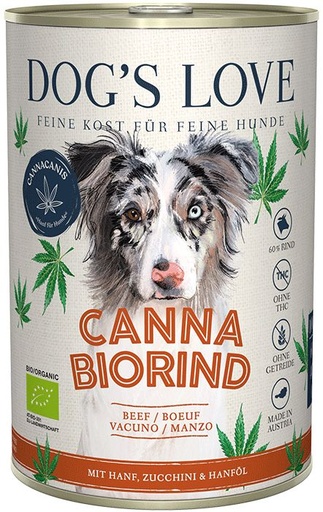 [15215_26813] Pâtée pour chien au chanvre et bœuf Canna Bio (400 g) - Dog's Love