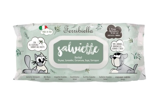 [15589] Lingettes humides "Herbal" x40 - Ferribiella