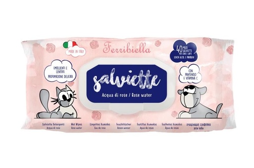 [15593] Lingettes humides à l'eau de rose x40 - Ferribiella