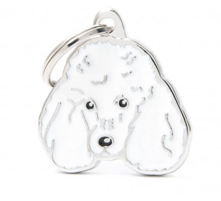 [15669_28029] Médaille gravée Caniche (Blanc) - MyFamily