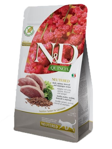 [15835_28342] Quinoa chat Canard & Brocolis (Chat stérilisé) (1.5 kg) - Farmina
