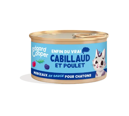 [16019] Morceaux en sauce pour chaton au cabillaud et au poulet (85 g) - Edgard & Cooper