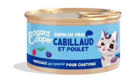 [16019] Morceaux en sauce pour chaton au cabillaud et au poulet (85 g) - Edgard & Cooper