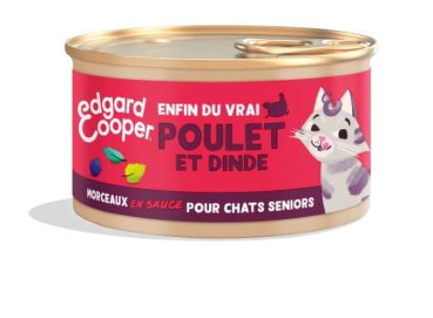 [16024] Morceaux en sauce pour chat senior au poulet et à la dinde (85 g) - Edgard & Cooper