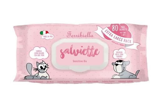 [16057] Lingettes humides sensitive bio x80 - Ferribiella