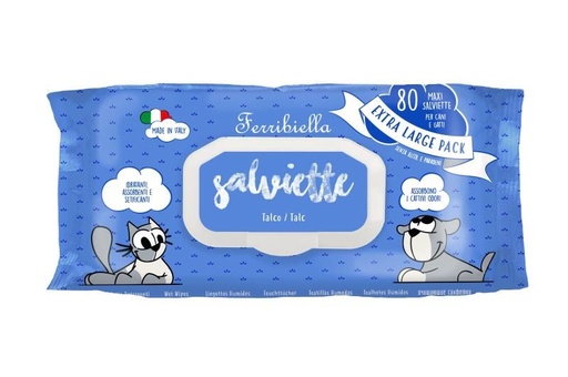 [16058] Lingettes humides Talc x80 - Ferribiella